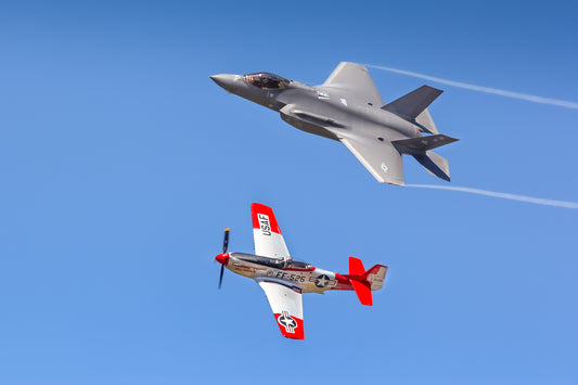 "Back to the Future" - Lockheed F-35 Lightning II with North American P-51D Mustang